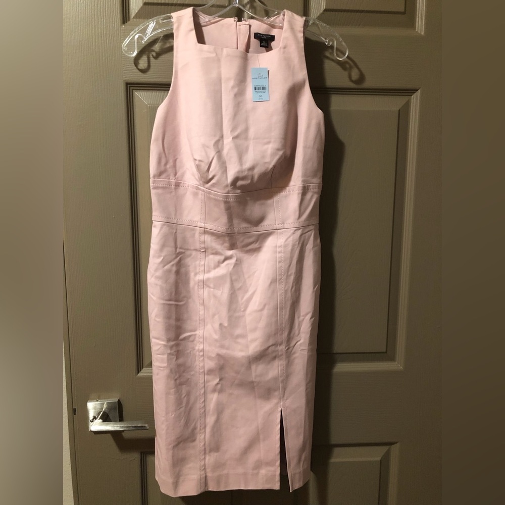 The Petite Seamed Square Neck Sheath Dress in Stretch